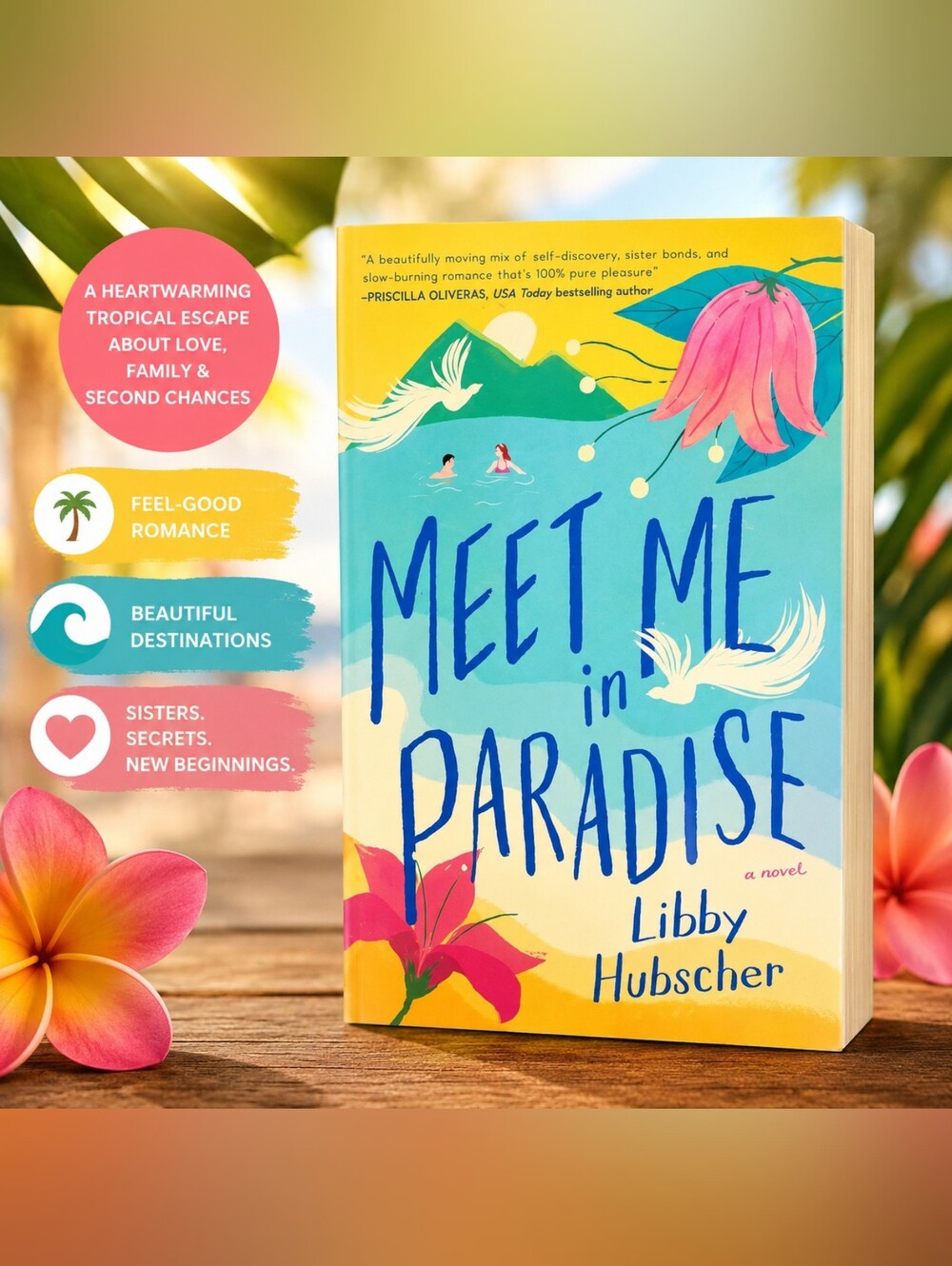 Meet Me in Paradise by Libby Hubscher - Vibrant Blue & Yellow Cover
